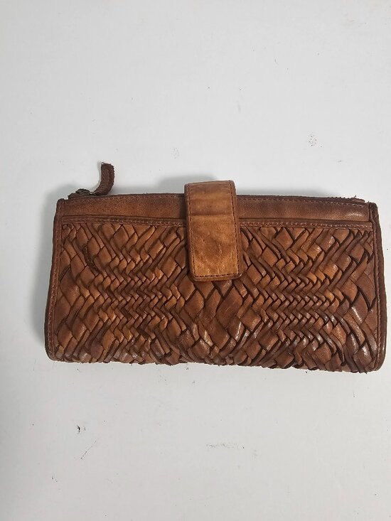 Unbranded Accessories - Wallet Brown Woven Leather Boho Casual Bi-Fold